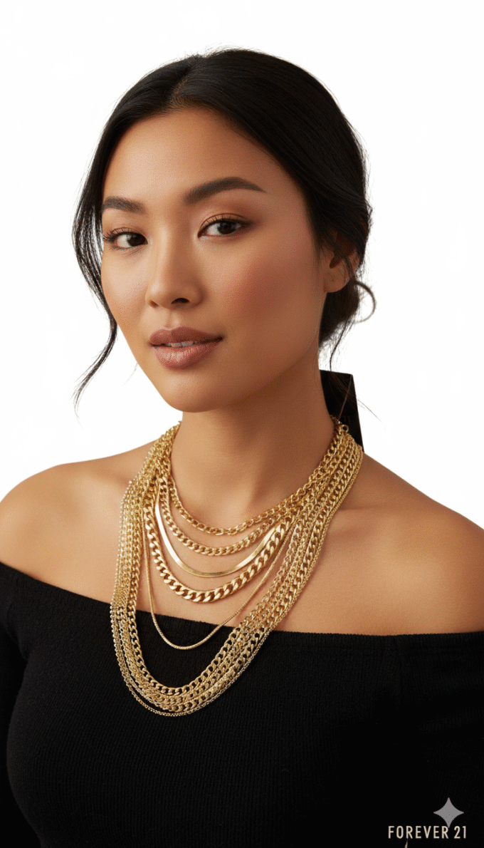 Bold Layered Gold-Tone Chain Necklace Set