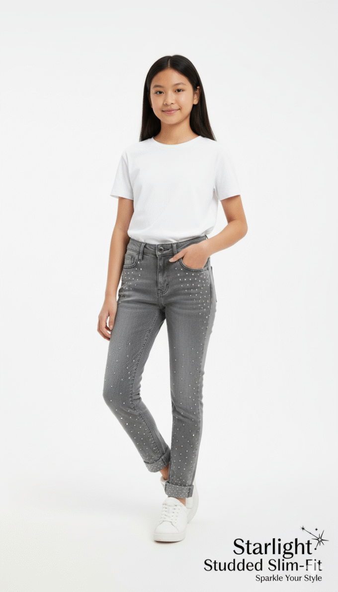 Starlight Studded Slim-Fit jeans.