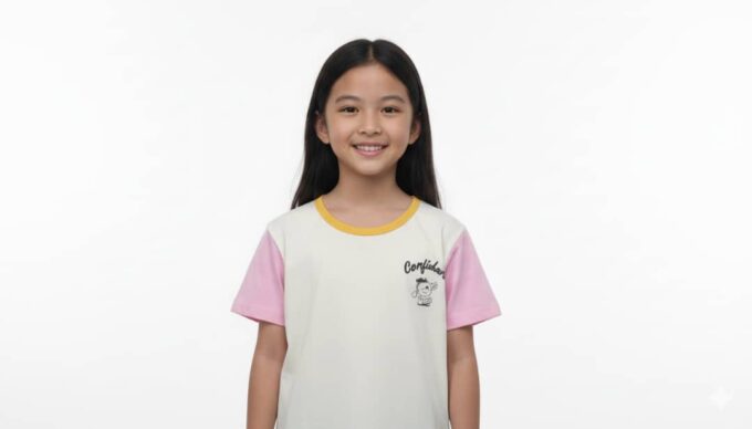 Confident' Ringer Tee with Pastel Sleeves